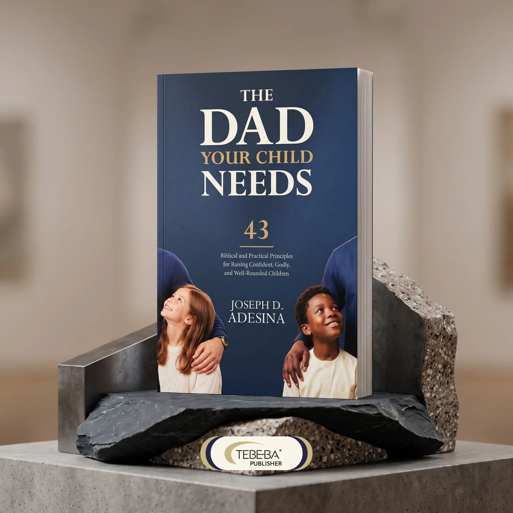 The Dad Your Child Needs resting on a slate and stone plinth